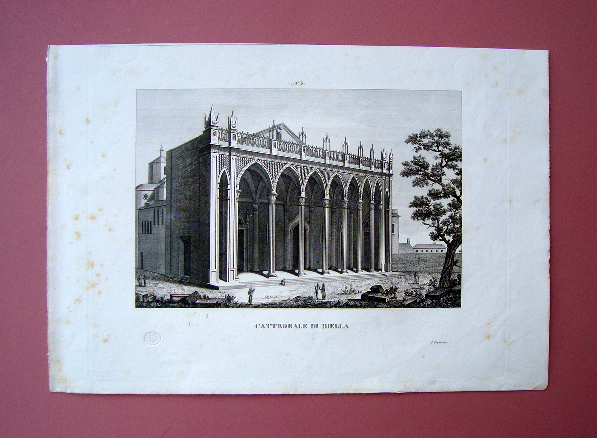 Zuccagni Orlandini Cattedrale di Biella 1844 acquaforte
