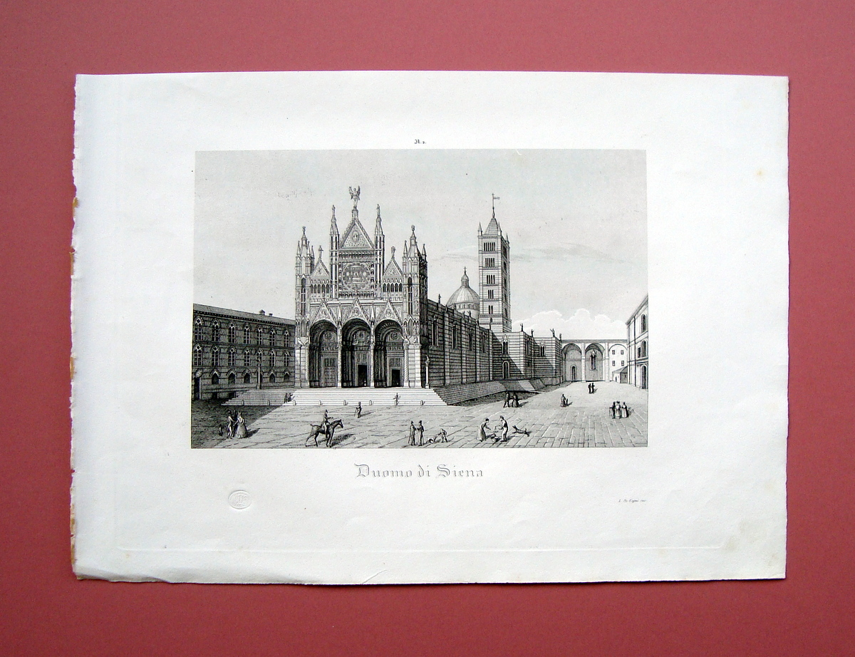 Zuccagni Orlandini Duomo di Siena 1844 acquaforte originale