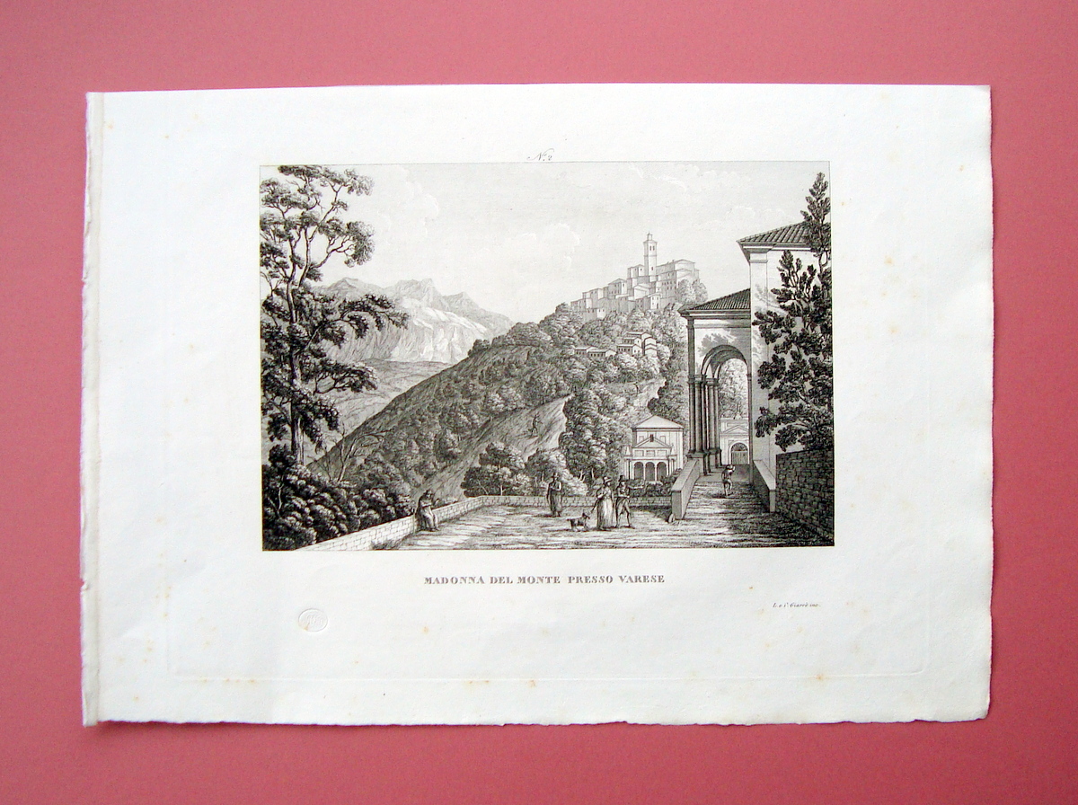 Zuccagni Orlandini Madonna del Monte presso Varese 1844 acquaforte originale