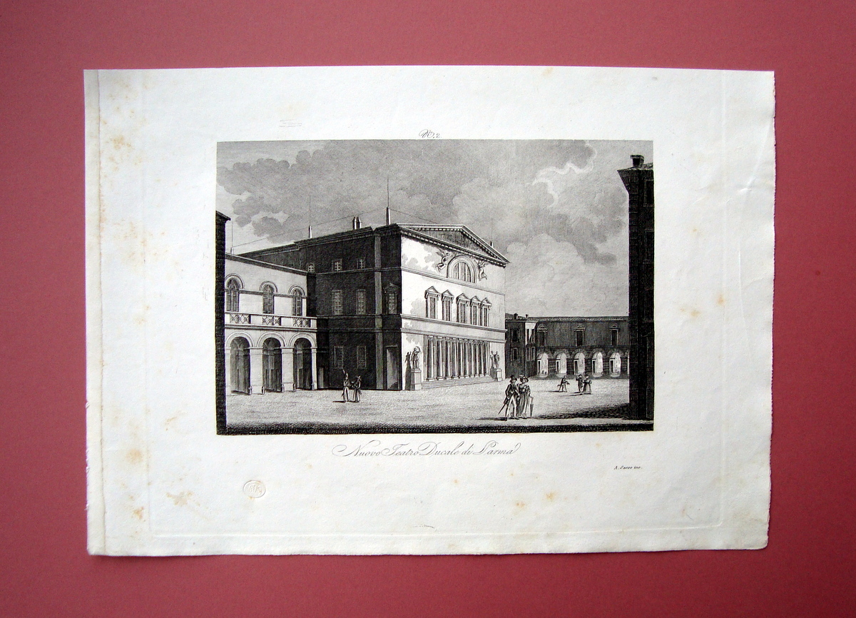 Zuccagni Orlandini Nuovo Teatro Ducale di Parma 1840 acquaforte originale