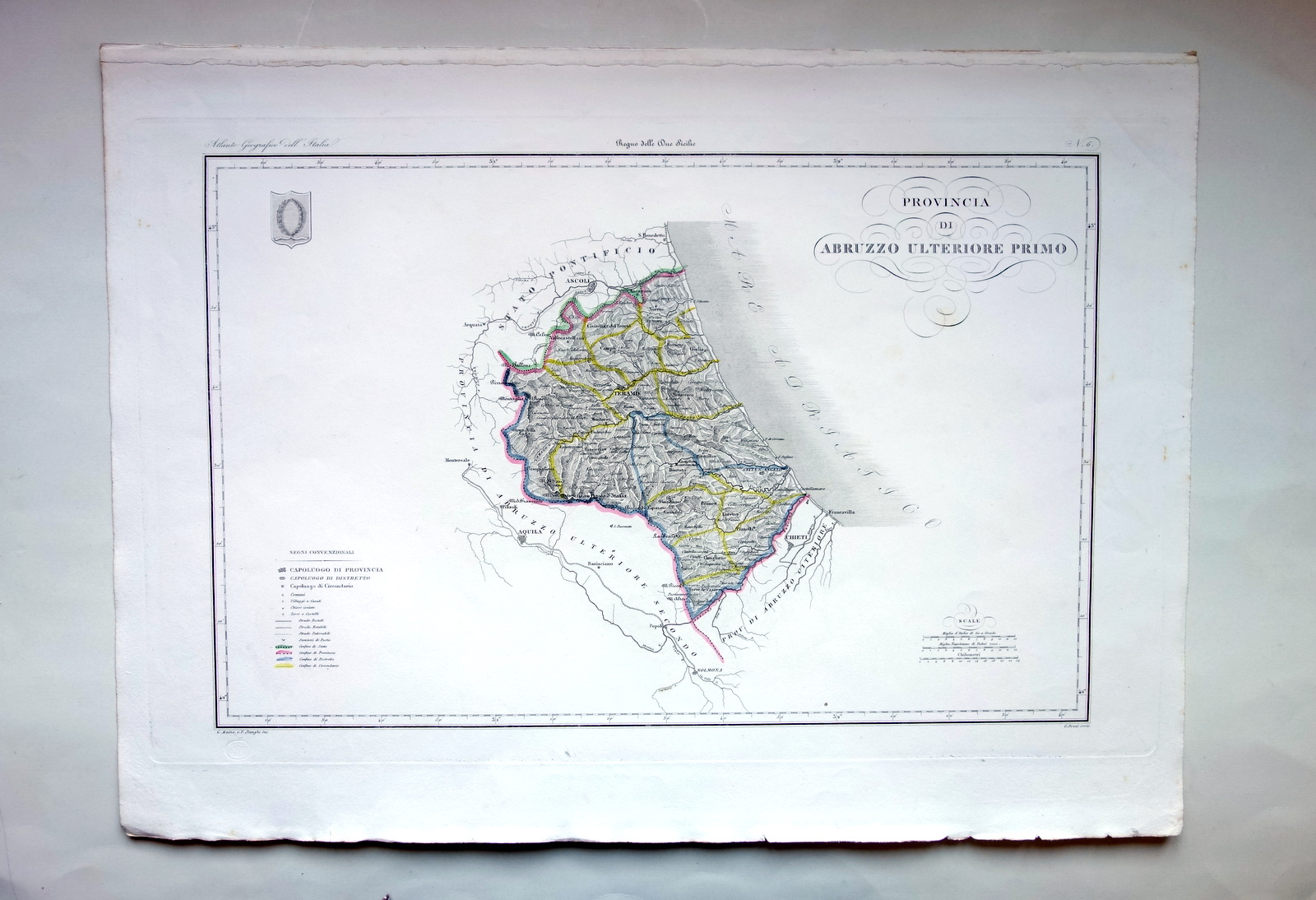 Zuccagni Orlandini Provincia Abruzzo Ulteriore Primo Acquaforte Originale 1840