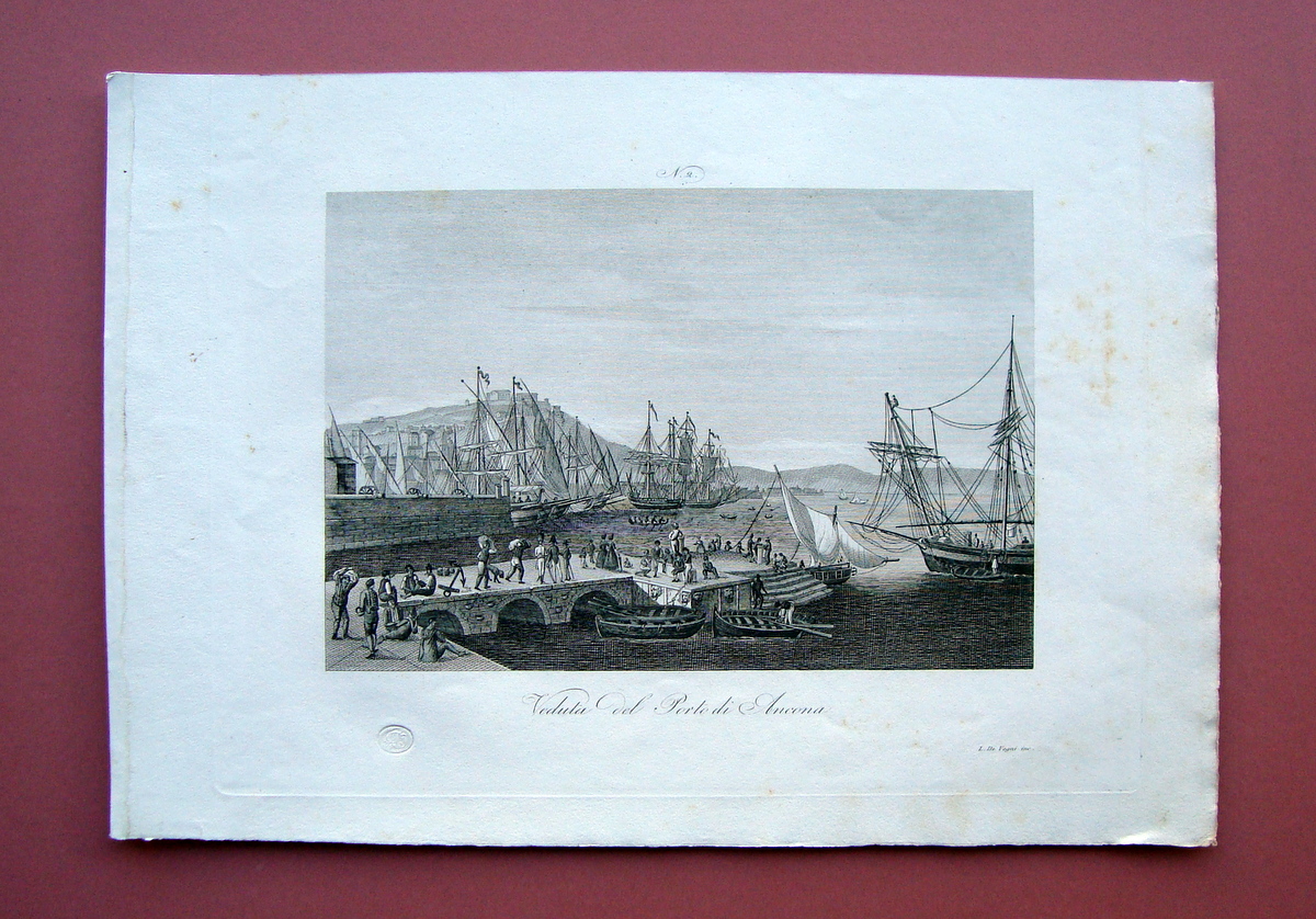 Zuccagni Orlandini Veduta del porto di Ancona 1844 acquaforte