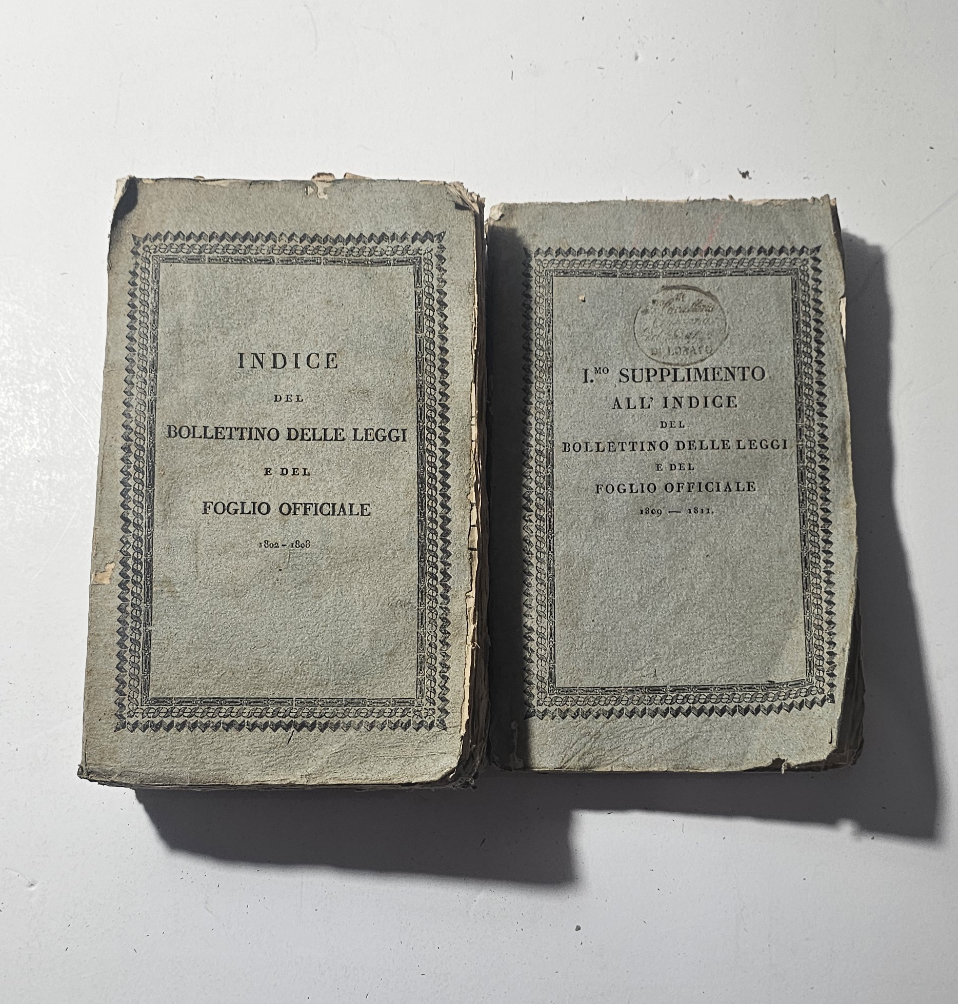 Bollettino e leggi napoleoniche 2 volumi indici 1802 1811