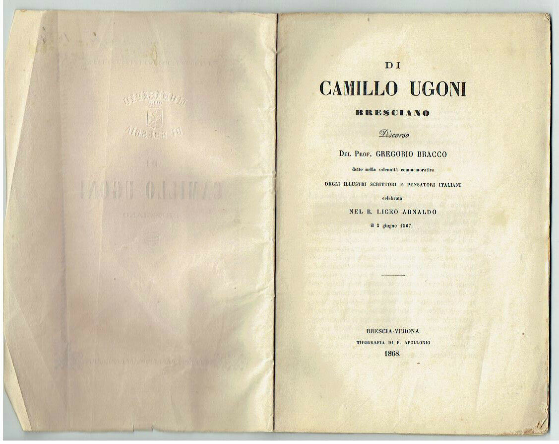 CAMILLO UGONI BRESCIANO 1868 BRESCIA