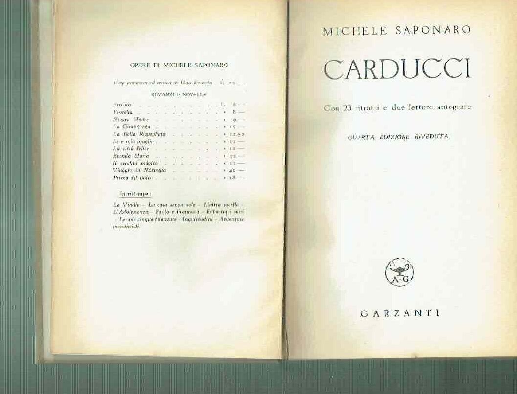 CARDUCCI**MICHELE SAPONARO**GARZANTI 1941