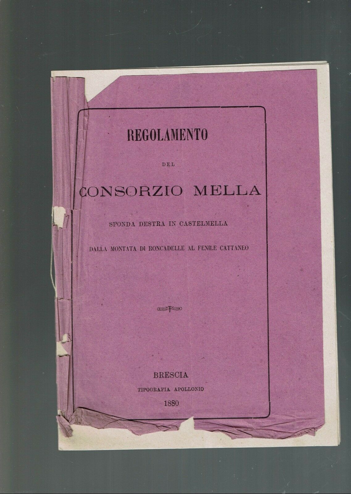 CONSORZIO MELLA SPONDA DESTRA IN CASTELMELLA 2 FASCICOLI