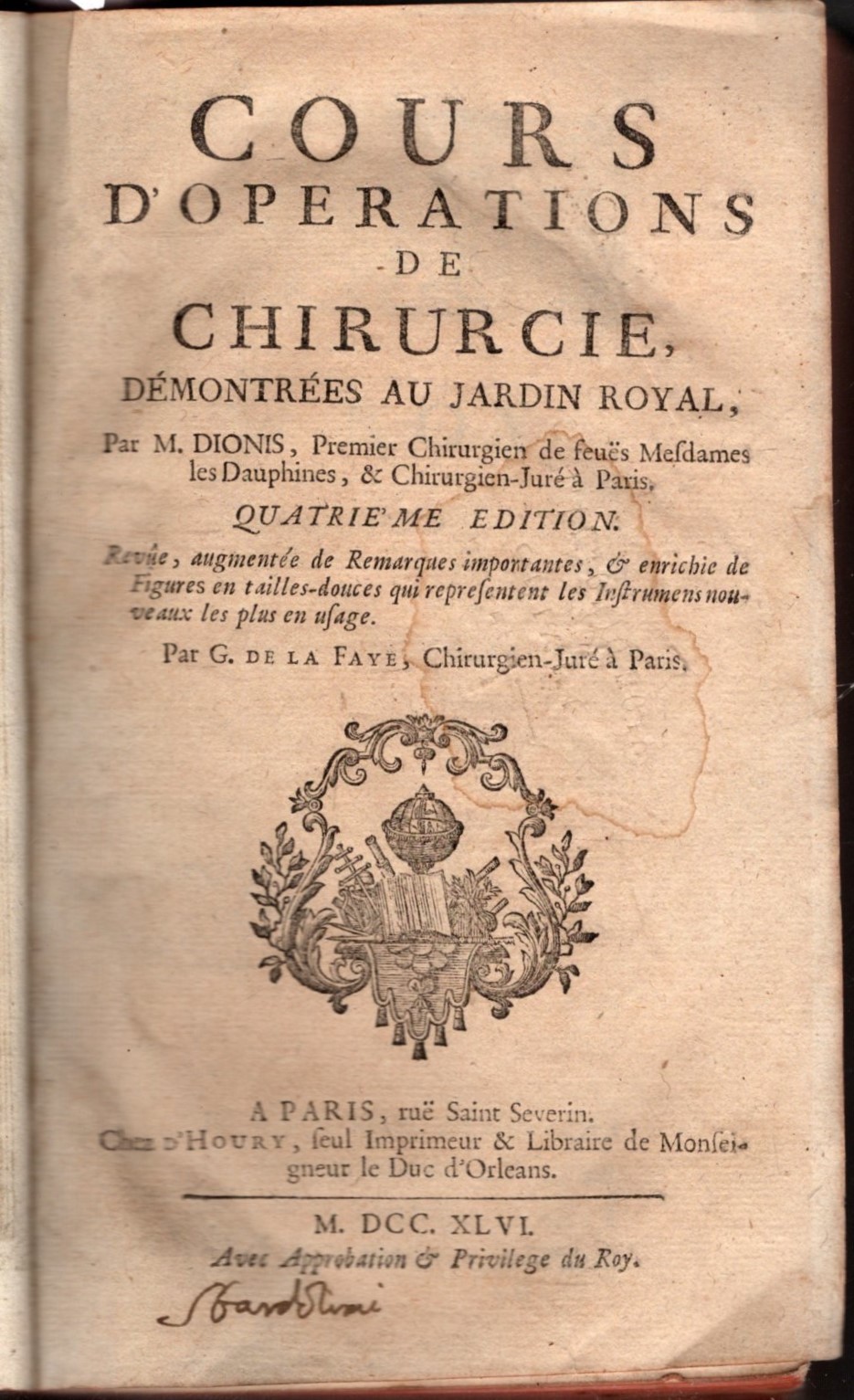 Cours D'operations Di Chirurcie Demontrees Au Jardin Royal