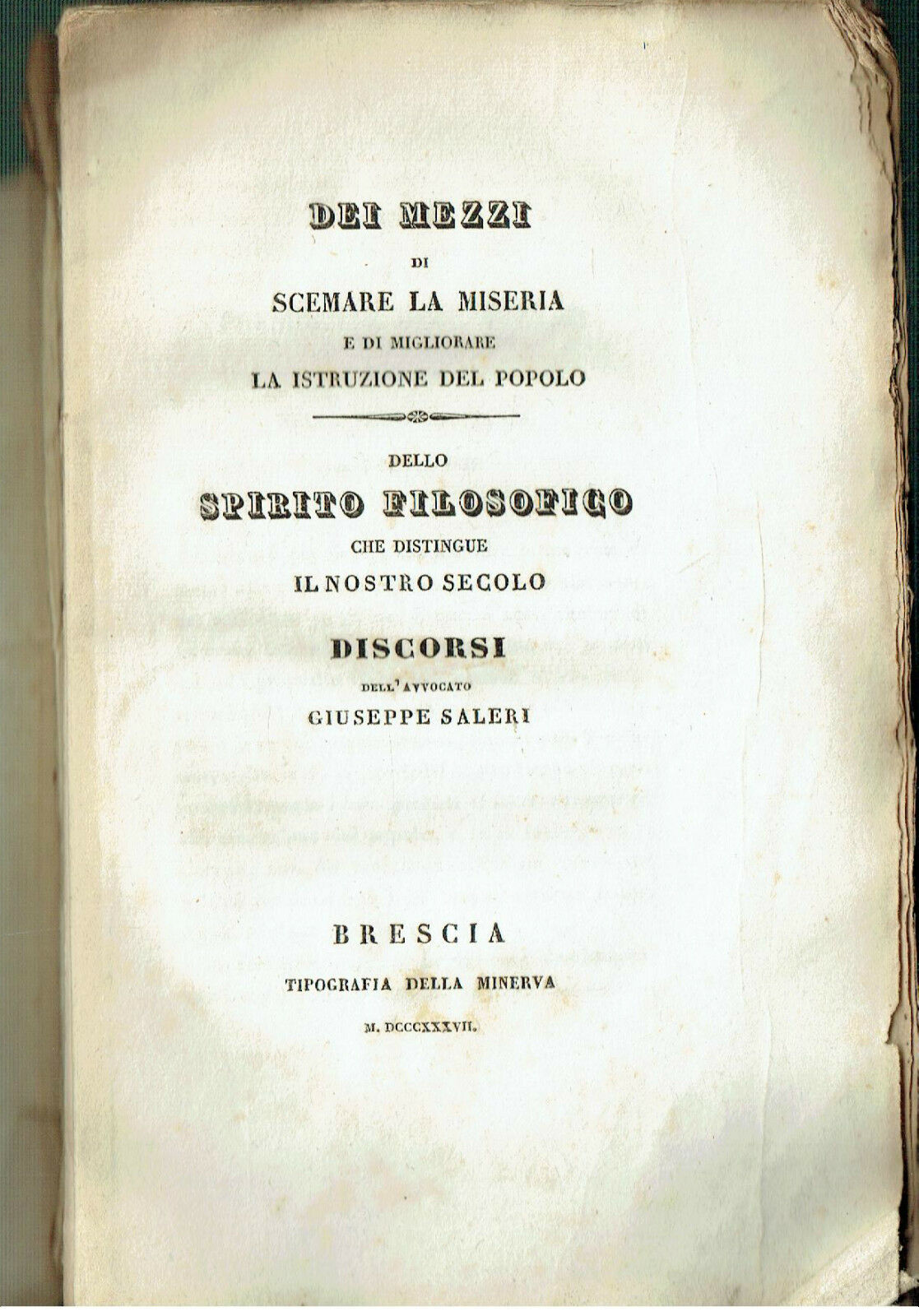 DEI MEZZI DI SCEMARE LA MISERIA MIGLIORARE LA ISTRUZIONE DEL …
