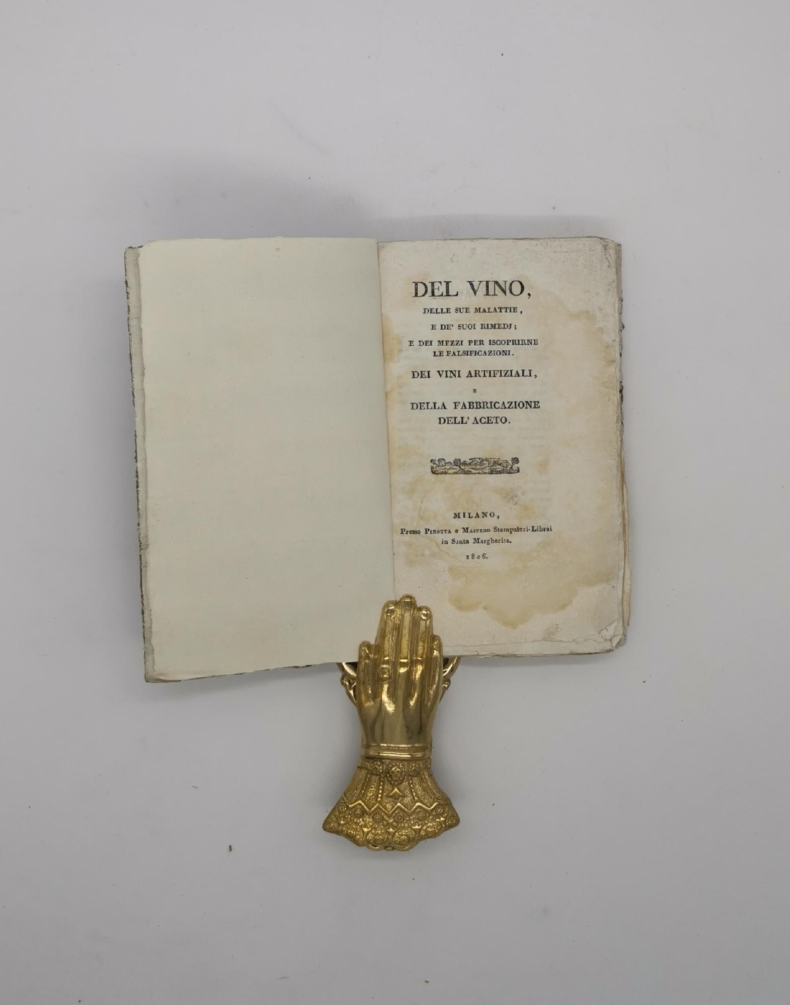 DEL VINO SUE MALATTIE VINI ARTIFIZIALI FABRICAZIONE ACETO MILANO 1806 …