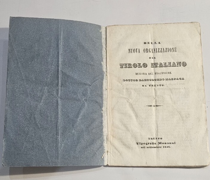 Della nuova organizzazione del tirolo italiano memoria del professore Dottor …