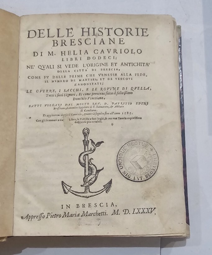 Delle Historie Bresciane Di M. Helia Cavriolo Libri Dodeci