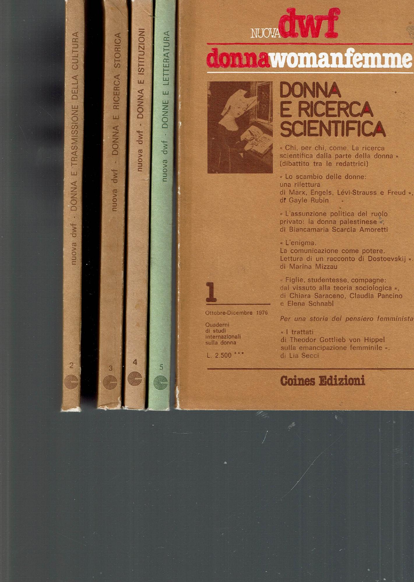 DONNAWOMANFEMME "RIVISTA FEMMINISTA" 5 VOL. 1976/77