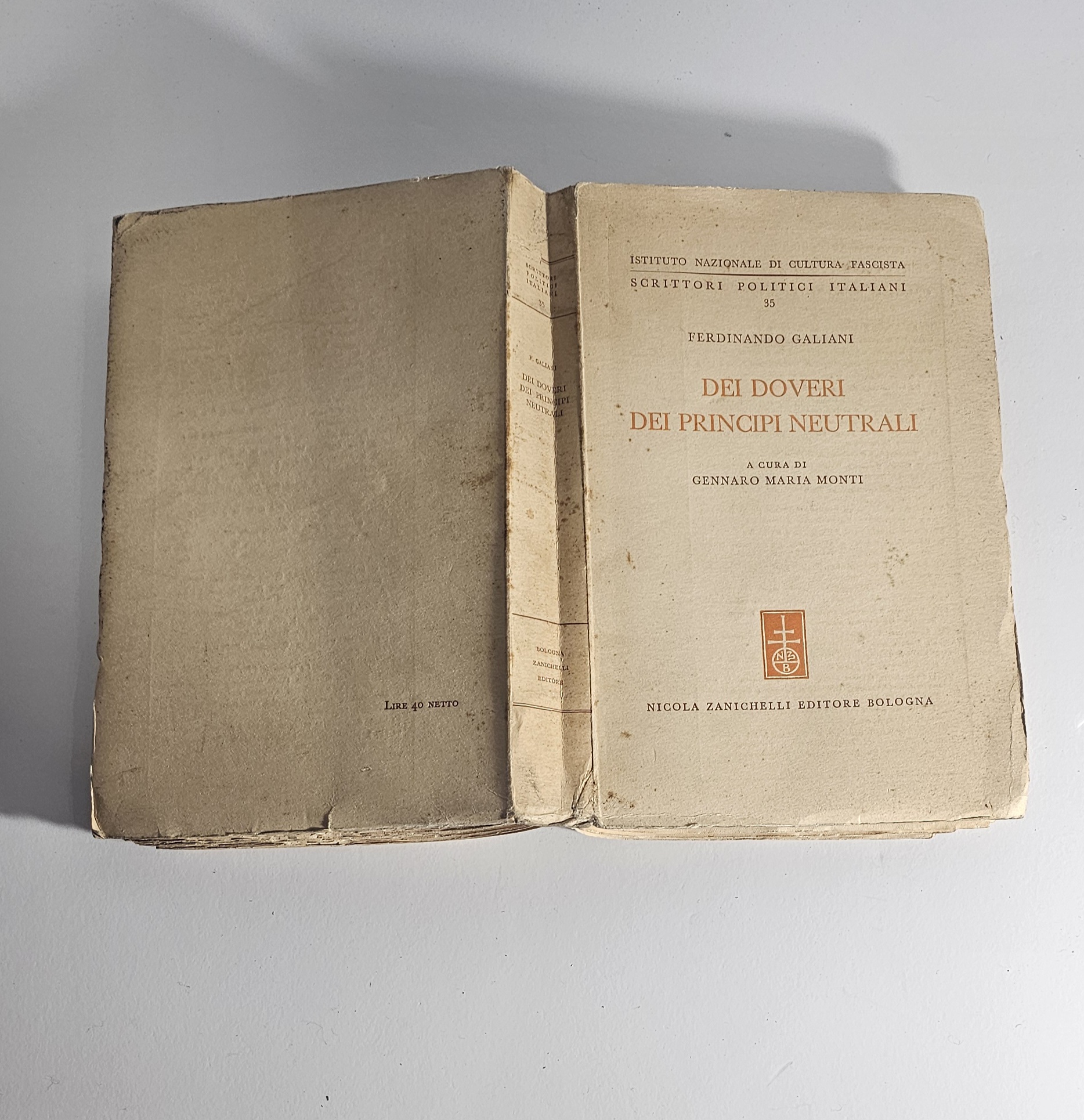 Ferdinando Galiani Dei Doveri dei Principi Neutrali Zanichelli