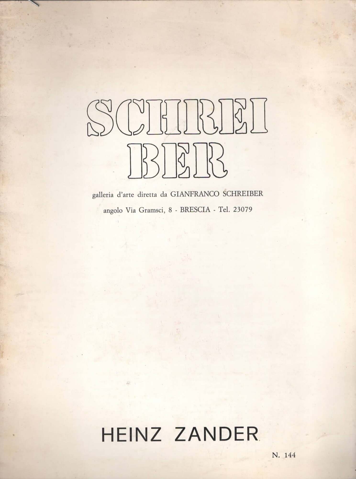 Heinz Zander Galleria Schreiber Brescia