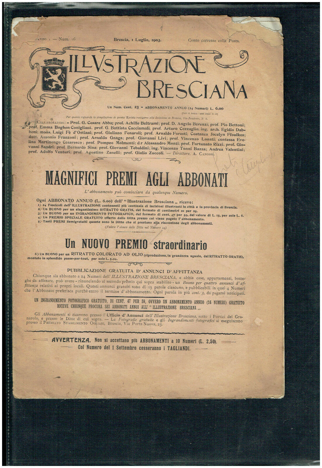 ILLUSTRAZIONE BRESCIANA LUGLIO 1903 RIVISTA BRESCIANA