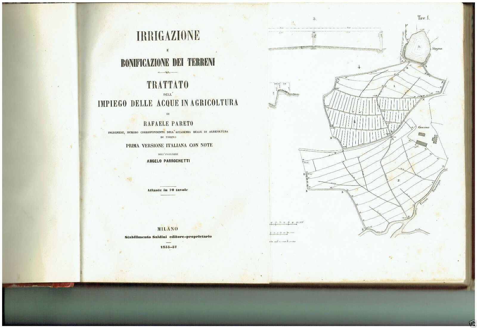Irrigazione Bonificazione Terreni Trattato Raffaele Pareto 70 Stampe Milano di …
