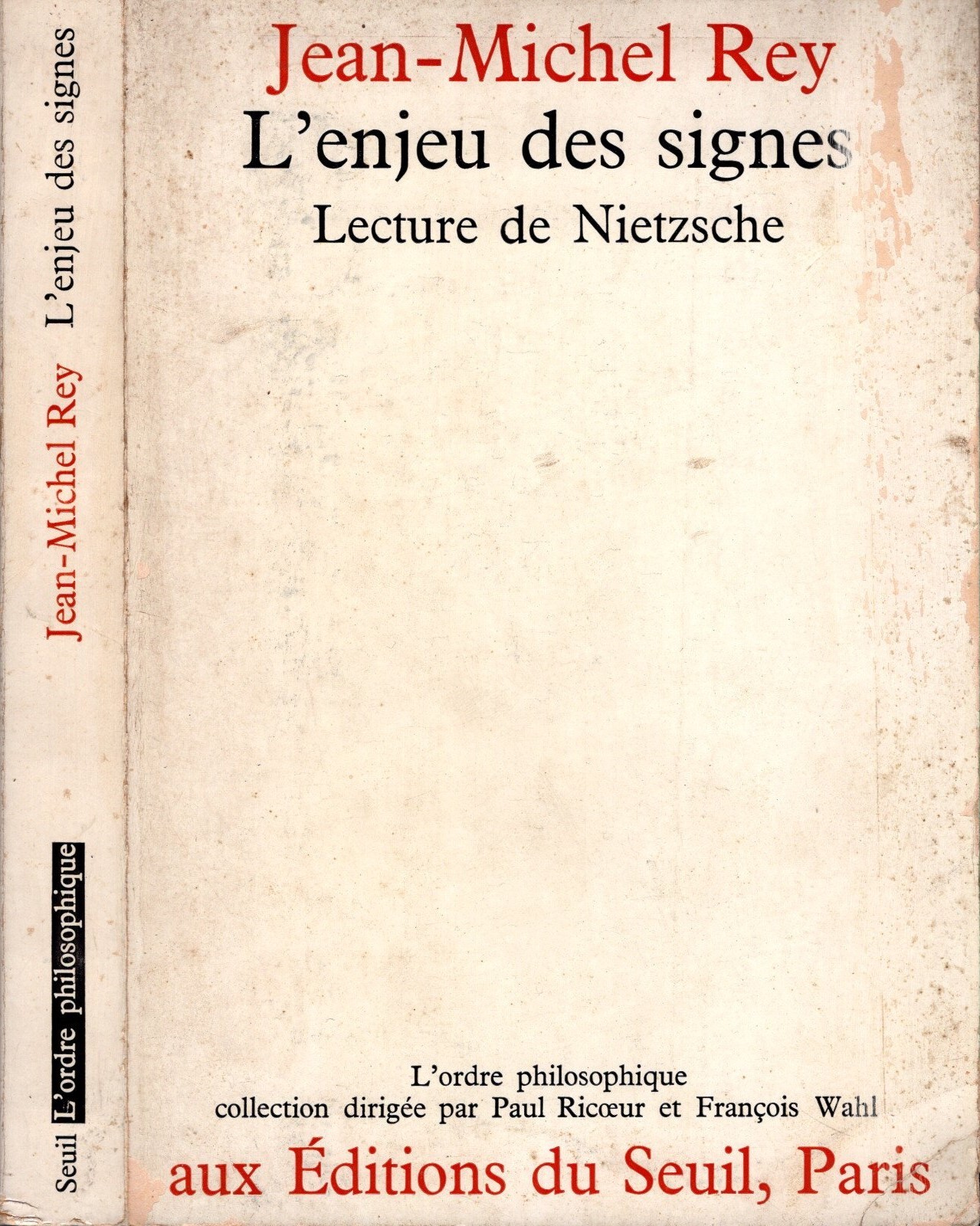 L'Enjeu des signes. Lecture de Nietzsche di Jean-Michel Rey