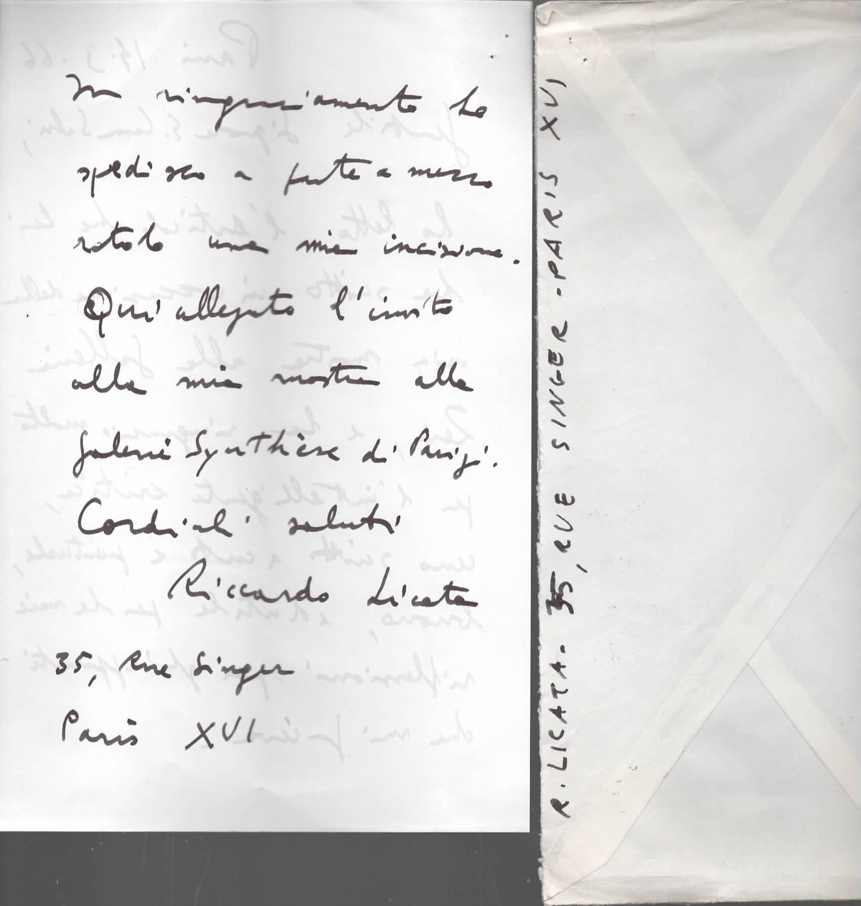 Lettera autografa di Riccardo Licata del 1966 con brochure della …