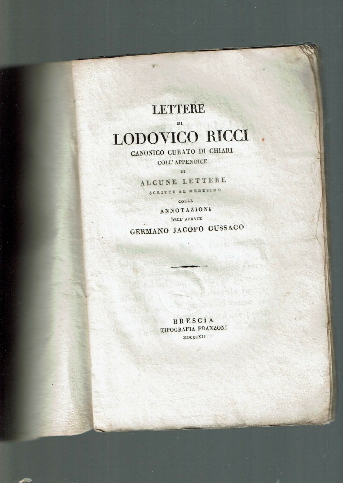 LETTERE DI LODOVICO RICCI FRANZONI 1812