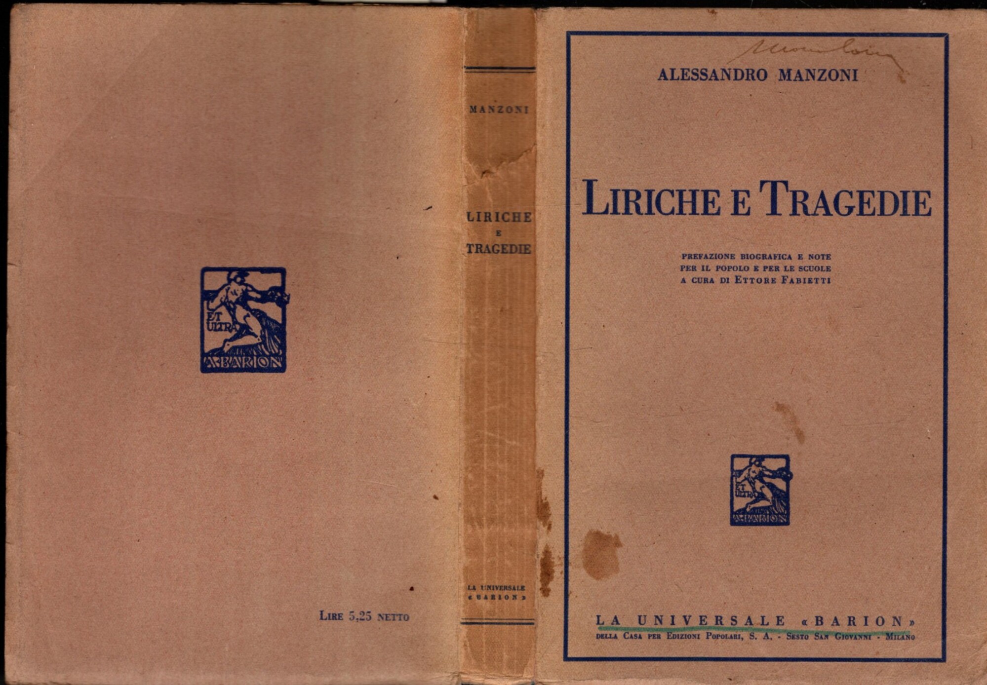 LIRICHE E TRAGEDIE ALESSANDRO MANZONI
