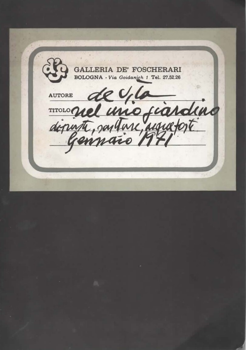 Luciano De Vita nel mio giardino dipinti, sculture, acqueforti Gennaio …