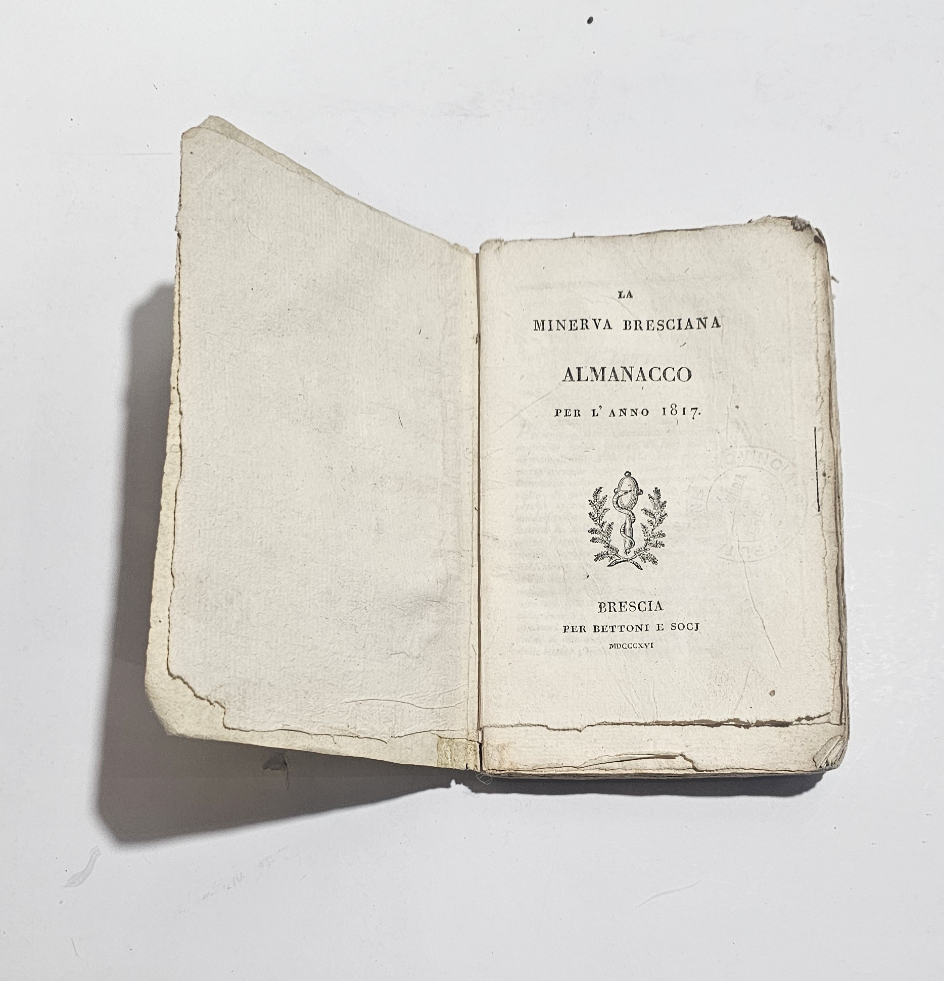 Minerva Bresciana Almanacco 1817 Brescia Bettoni Peroni libro antico raro