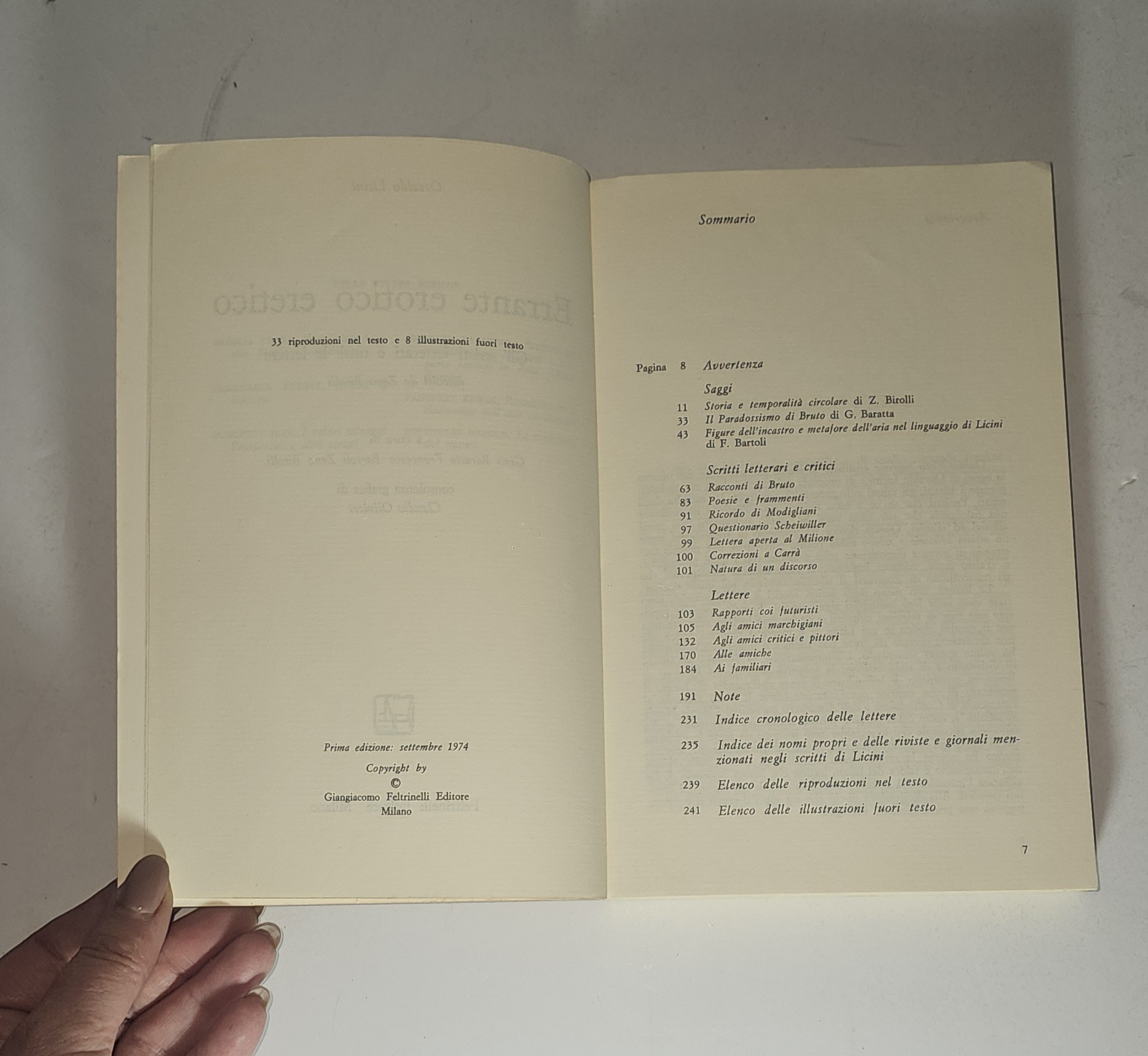 Osvaldo Licini Errante Erotico Eretico Feltrinelli 1974 Arte