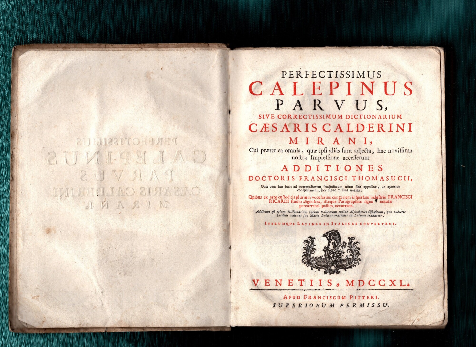 Perfectissimus Calepinus parvus sive correctissimum dictionarium Caesaris Calderini Mirani