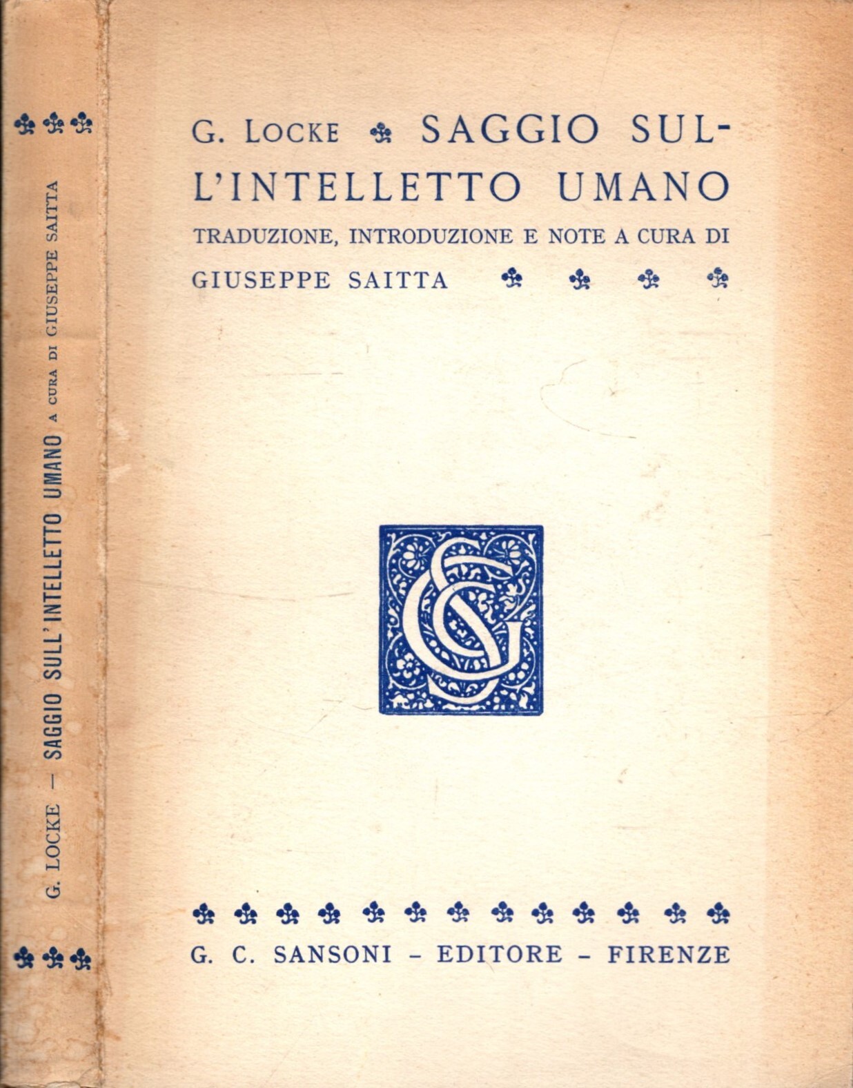 SAGGIO SULL'INTELLETTO UMANO A CURA DI GIUSEPPE SAITTA