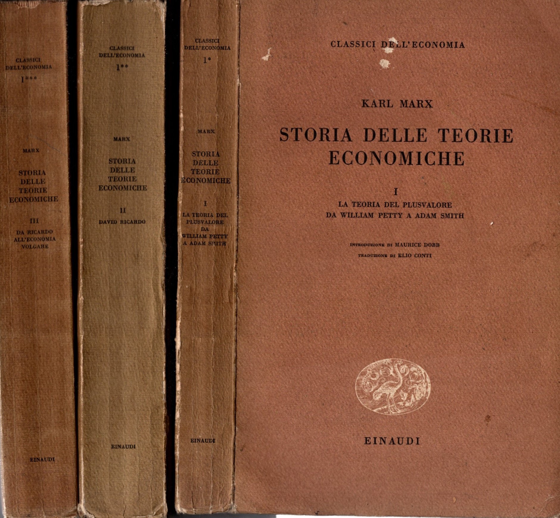 Storia delle teorie economiche tre volumi (sottolineate a matita)