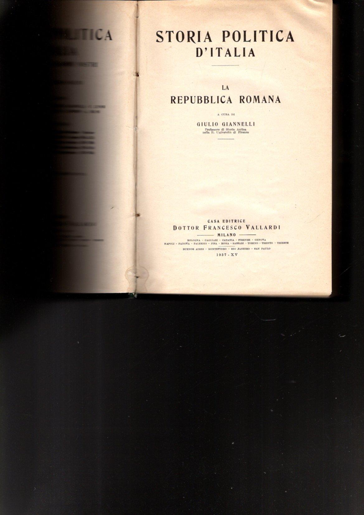 STORIA POLITICA D'ITALIA - LA REPUBBLICA ROMANA