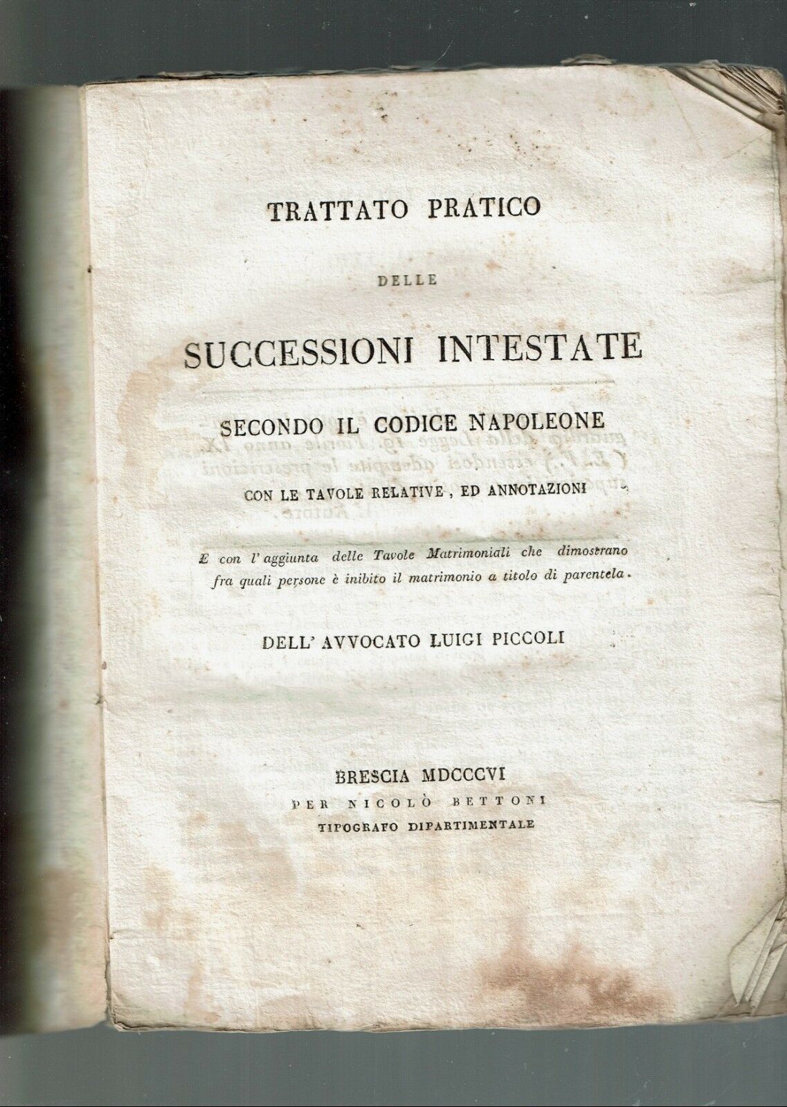 TRATTATO PRATICO DELLE SUCCESSIONI INTESTATE SECONDO IL CODICE NAPOLEONE 1806