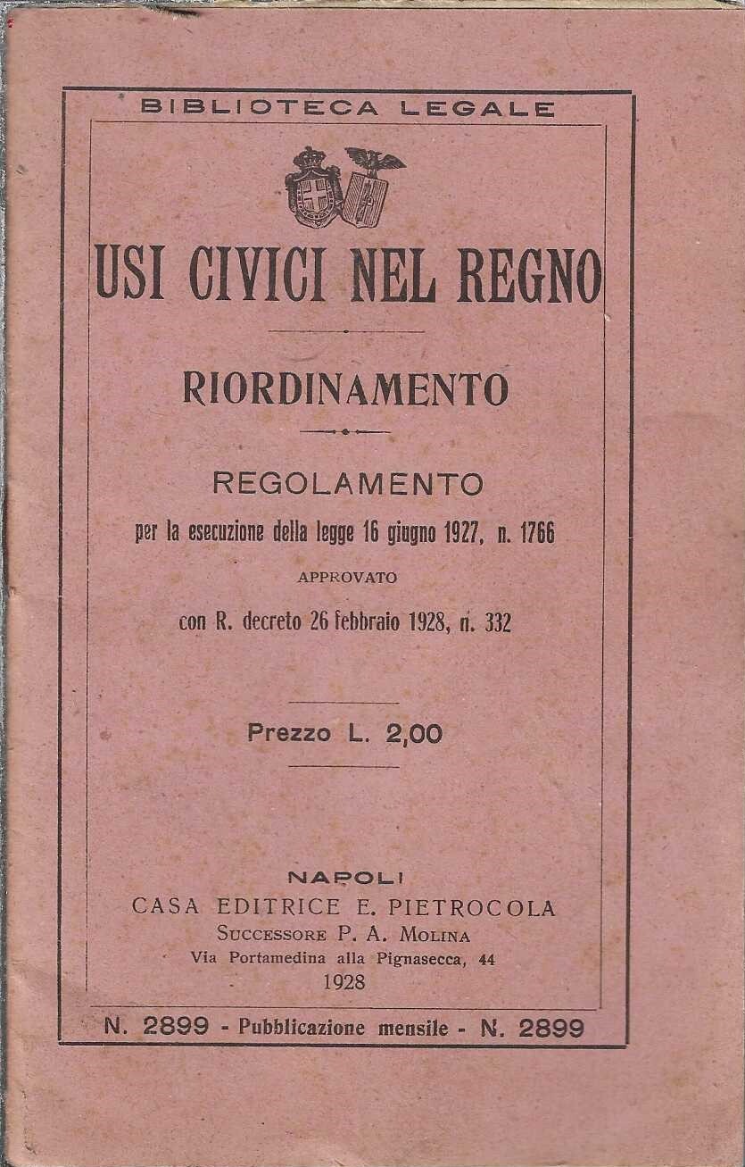 Usi civici nel regno - Riordinamento
