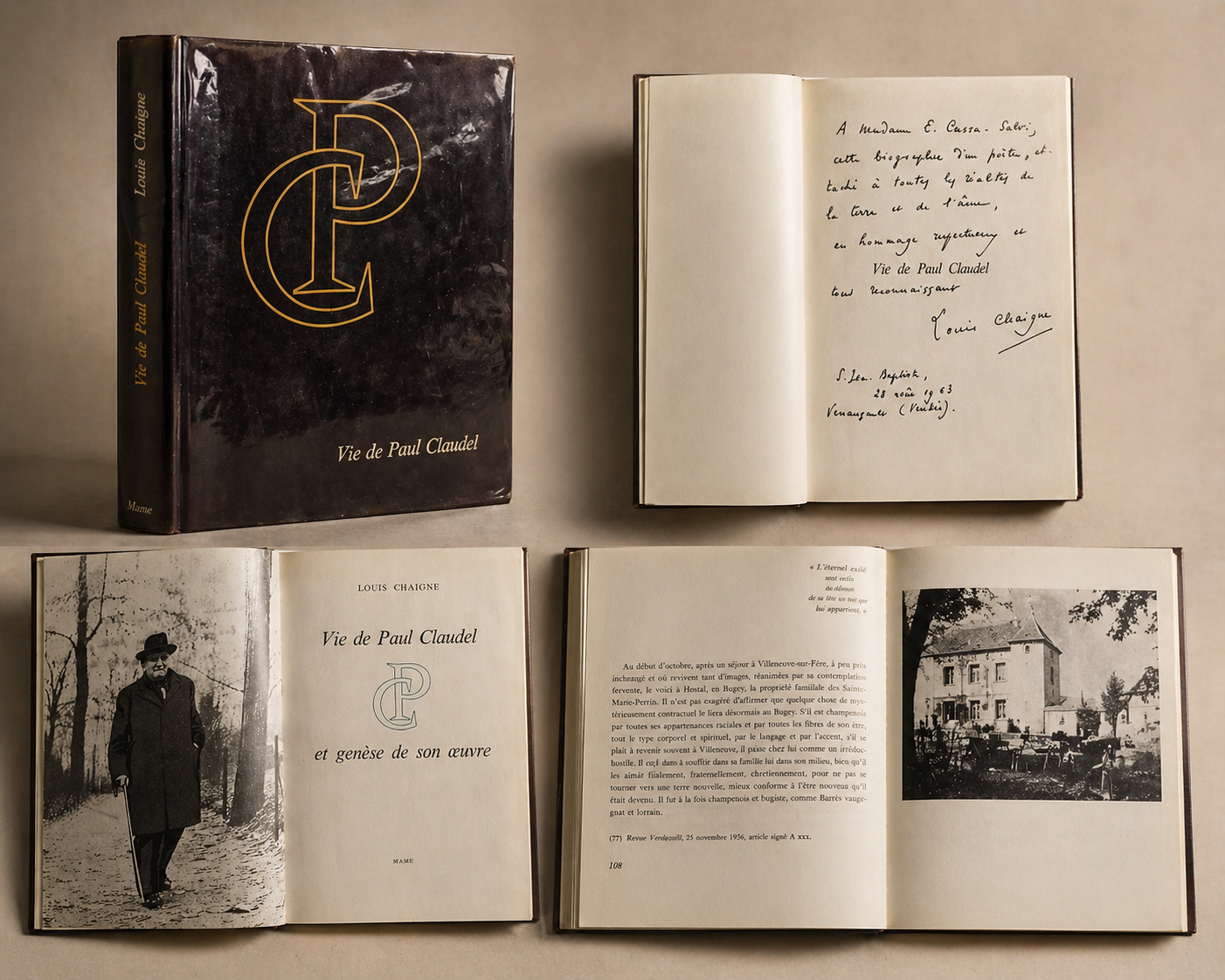 Vie de Paul Claudel Louis Chaigne Dedica Autografa 1963 Raro