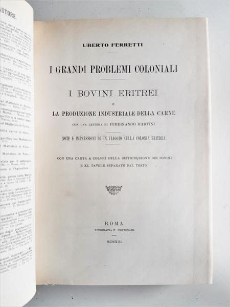 Umberto Ferretti I grandi problemi coloniali I bovini eritrei e …