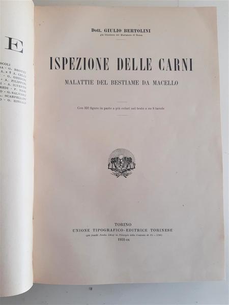 Giulio Bertolini Ispezione delle carni malattie del bestiame da macello …