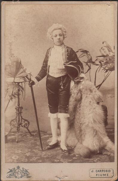 foto photo albumina cabinet card ragazzino con costume del 1700 …