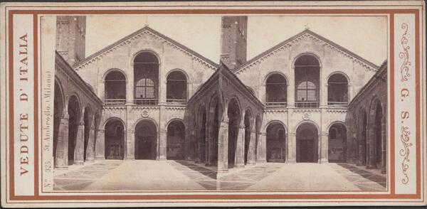 Foto photo stereoscopica chiesa Sant'Ambrogio Milano by Sommer 1890 c.a.