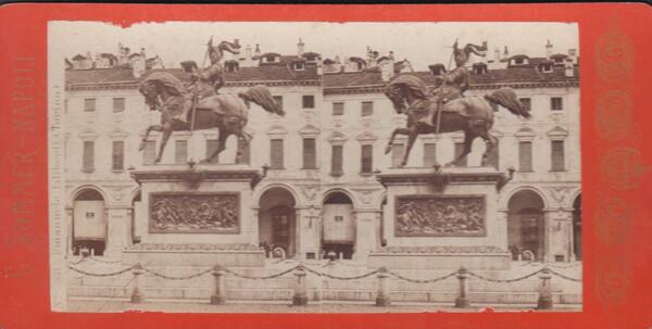 Foto photo stereoscopica monumento Emanuele Filiberto Torino by Sommer 1890 …