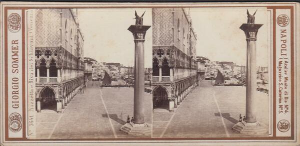 Foto stereoscopica Canal sul Ponte della Guerra Venezia by Sommer …