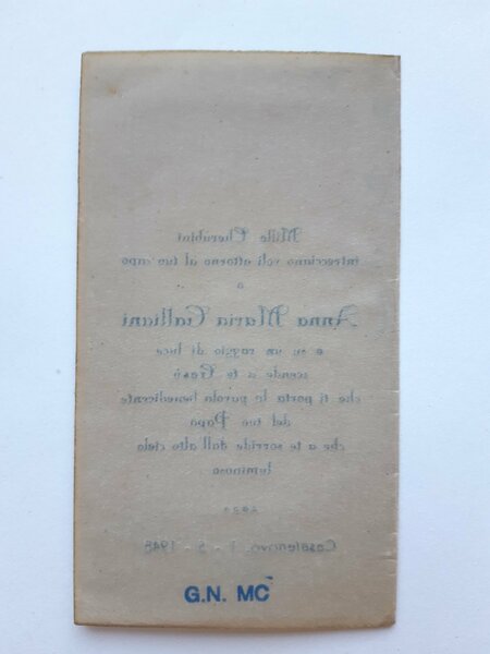 Santino holy card manufatto ricordo prima comunione 1948