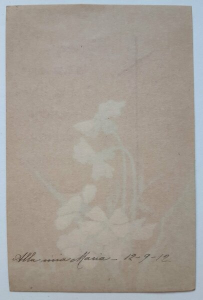 Antico biglietto con preghiera manufatto 1912
