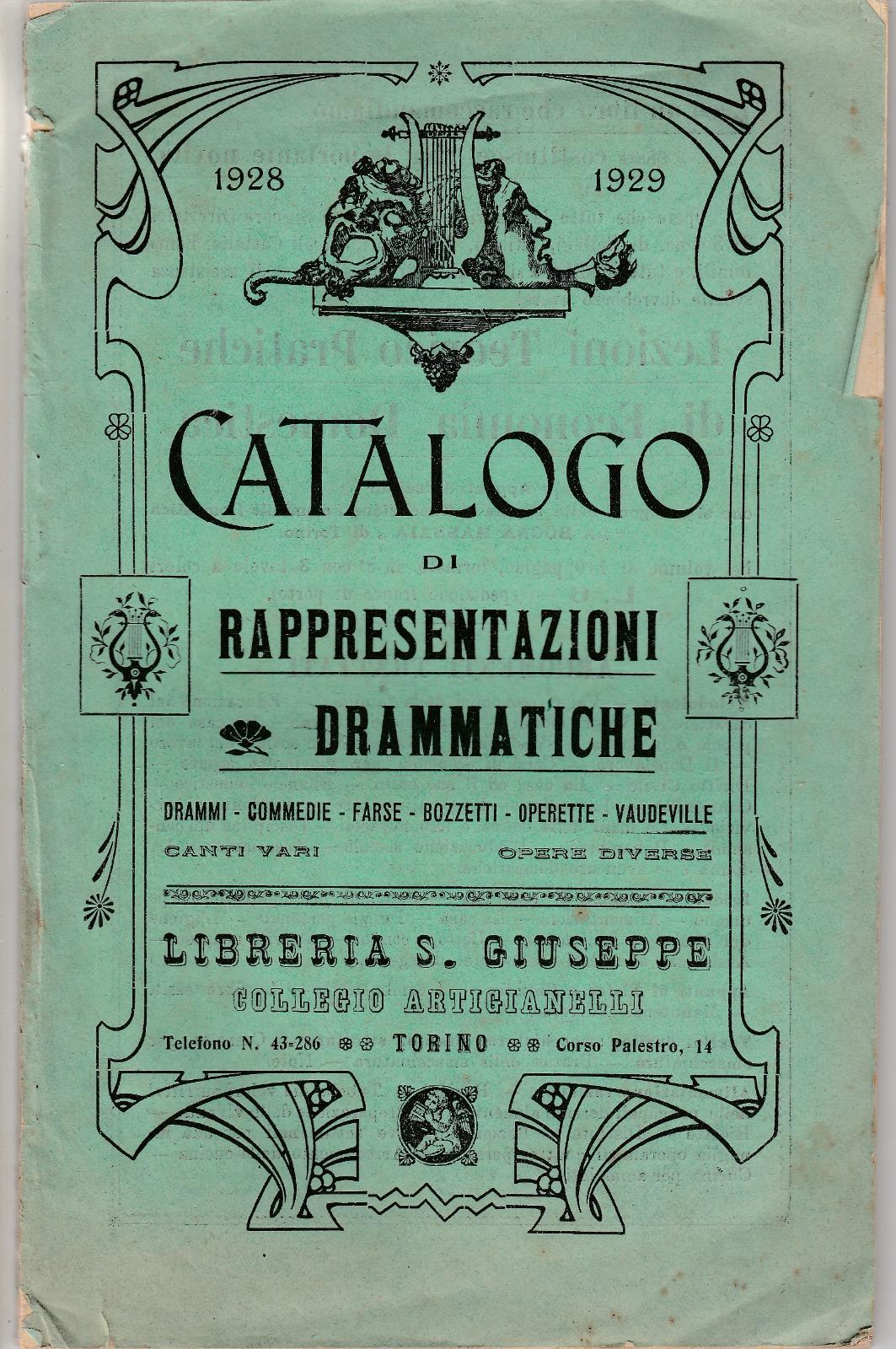 1828 1829 Catalogo Di Rappresentazioni Drammatiche Libreria S. Giuseppe 2795