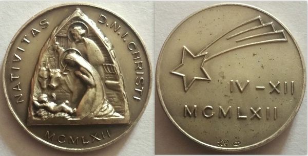 Medaglia Nativitas D.N.I. Christi 1962-Argento 800 Peso Gr. 8 Circa
