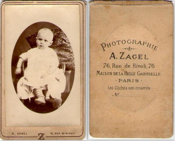 Foto photo cdv bambino in posa by A. Zagel Paris …