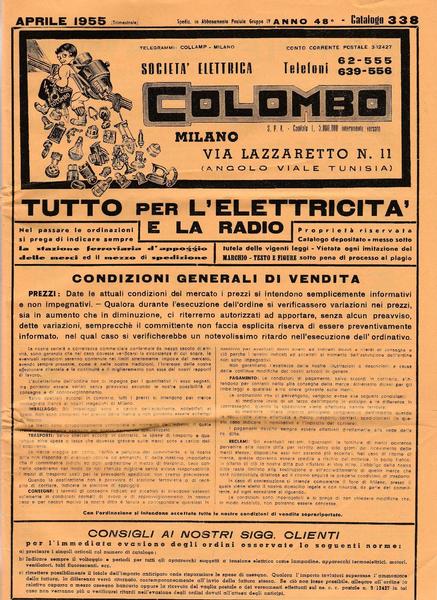 SocietÖ Elettrica Colombo Tutto Per L'elettricitÖ Catalogo Aprile 1955 L5506