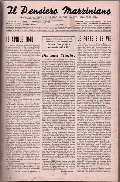 RISORGIMENTO-IL PENSIERO MAZZINIANO-TUTTO IL PUBBLICATO DAL 1946 ANNO I AL …