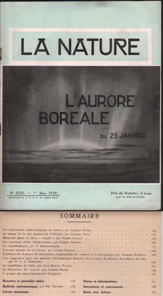 Invenzioni-La Nature-Marzo 1938-N.3020-L'aurore Boreale-L625