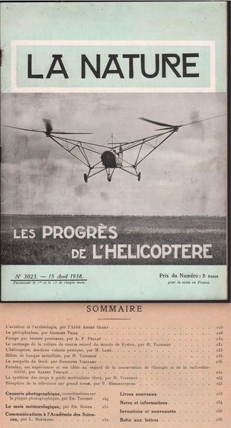 Invenzioni-La Nature-15 Aprile-Les Progres De L'helicoptere-1938-N.3023--L628