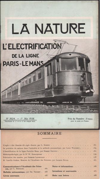 Invenzioni-La Nature-Maggio-Electrification-Ligne-Paris-Lemans-1938-N.3024--L629